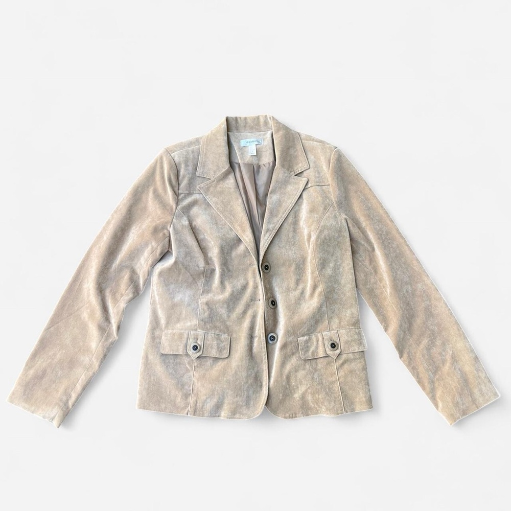 dressbarn Beige Taupe Suede Blazer